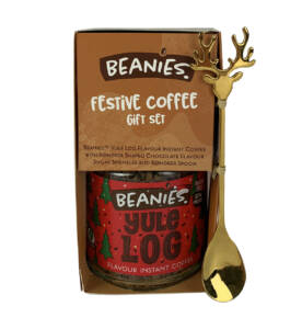 Beanies Yule Log Flavoured Coffee Set mit Rentierlöffel und Streuseln