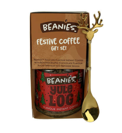 Beanies Yule Log Flavoured Coffee Set mit Rentierlöffel und Streuseln