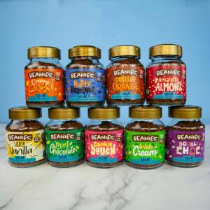 10 Jars of Beanies Decaf Flavoured Coffee